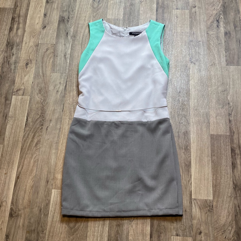 Sharagano Colorblock Mint Gray Sheath Dress Size 6